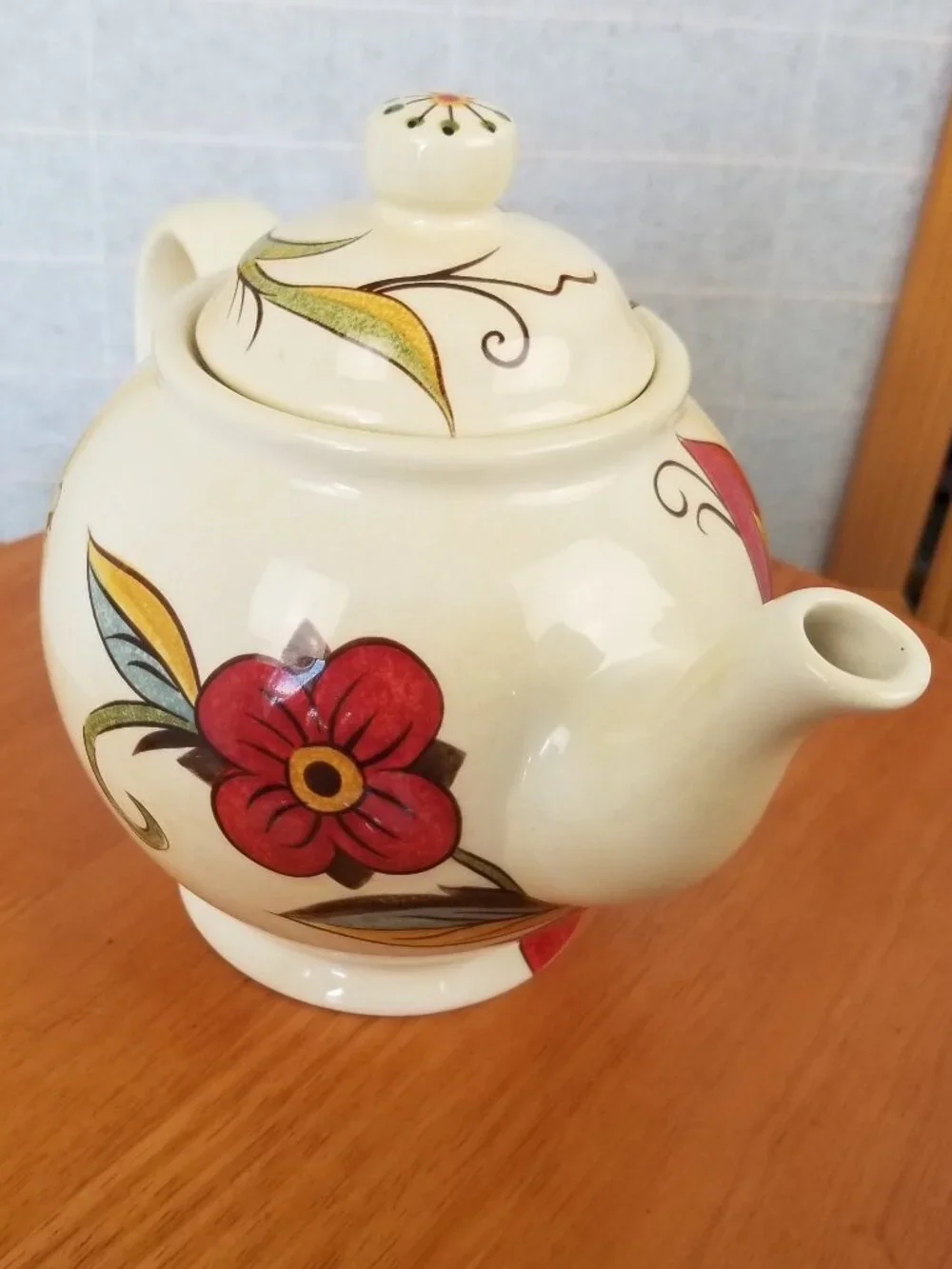 Pier 1 Teapot Carynthum Pattern Lidded Handcrafted Earthenware